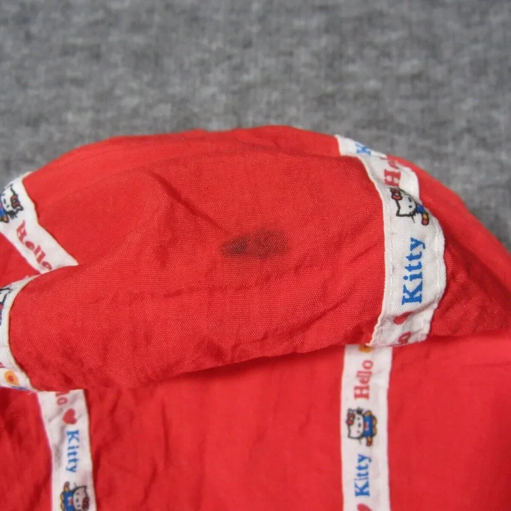 Hello Kitty Jacket Girls 14 Red Windbreaker Full Zip Convertible Backpack Hooded